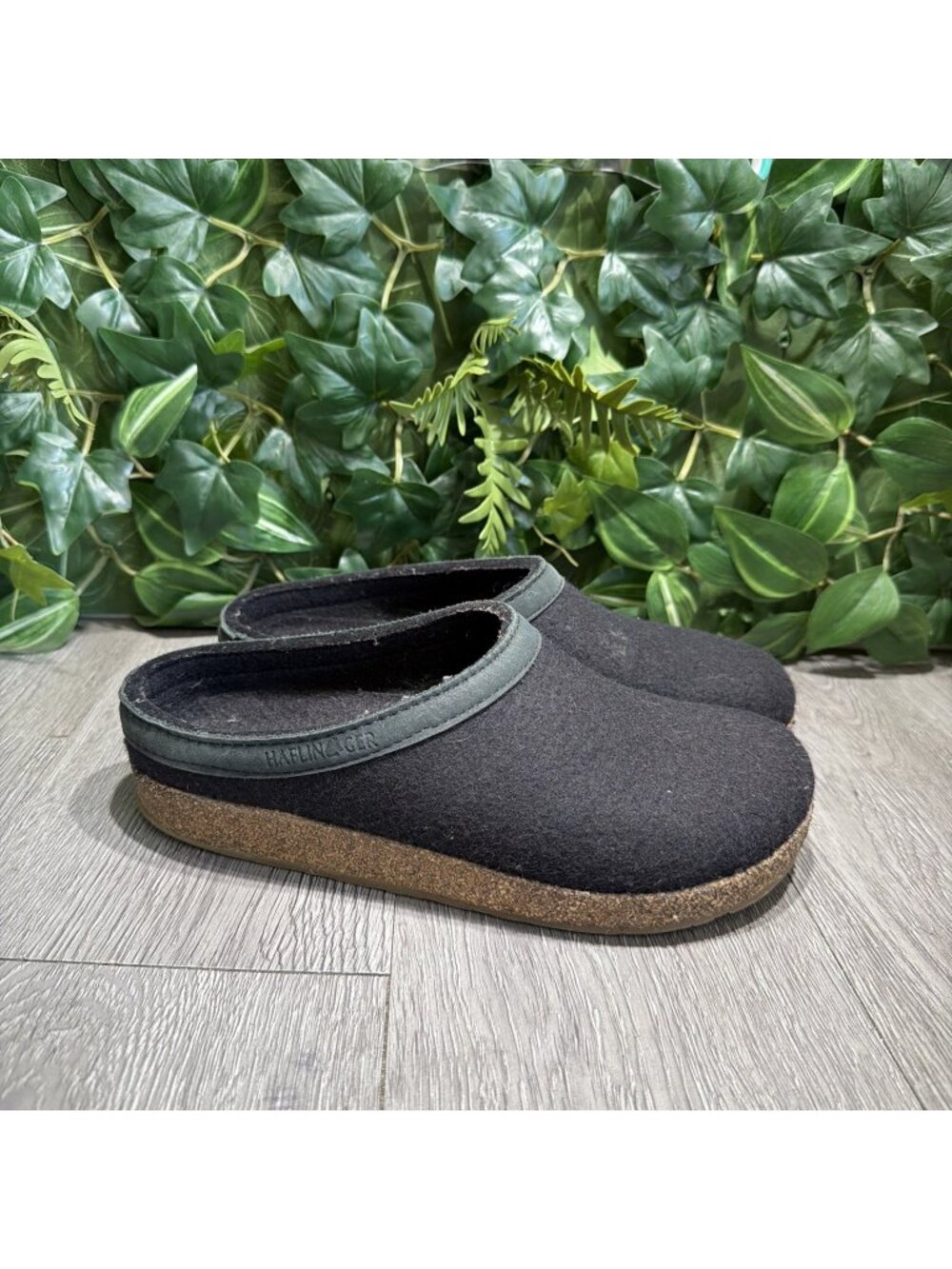 Haflinger Gz Classic Grizzly Slipper Clogs Wool Med Black Women's Size 40 US 9